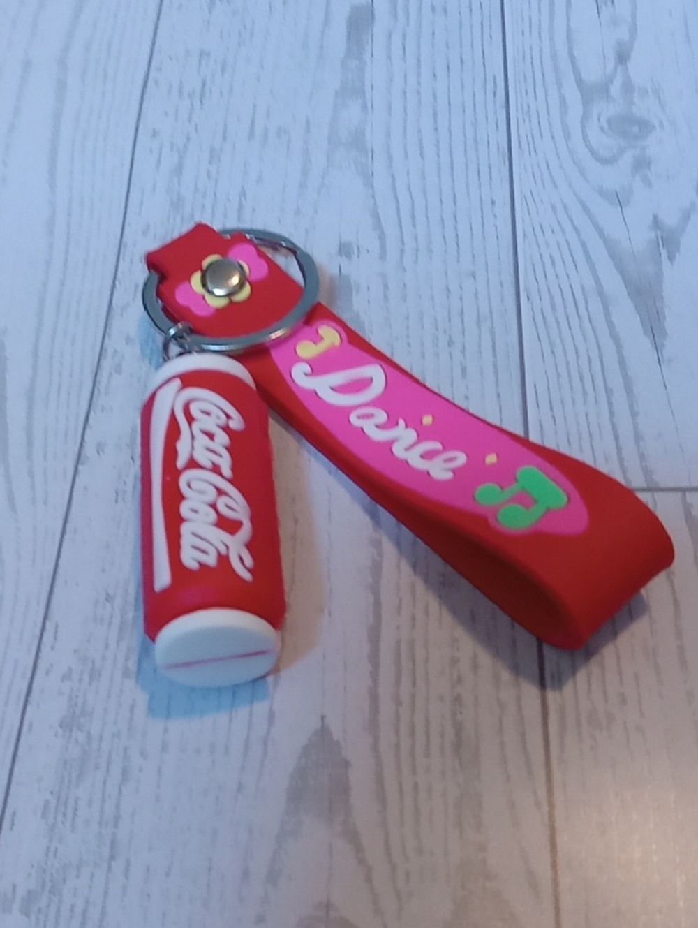 Coca-Cola Can & Dance Wrist Strap Red Keyring
